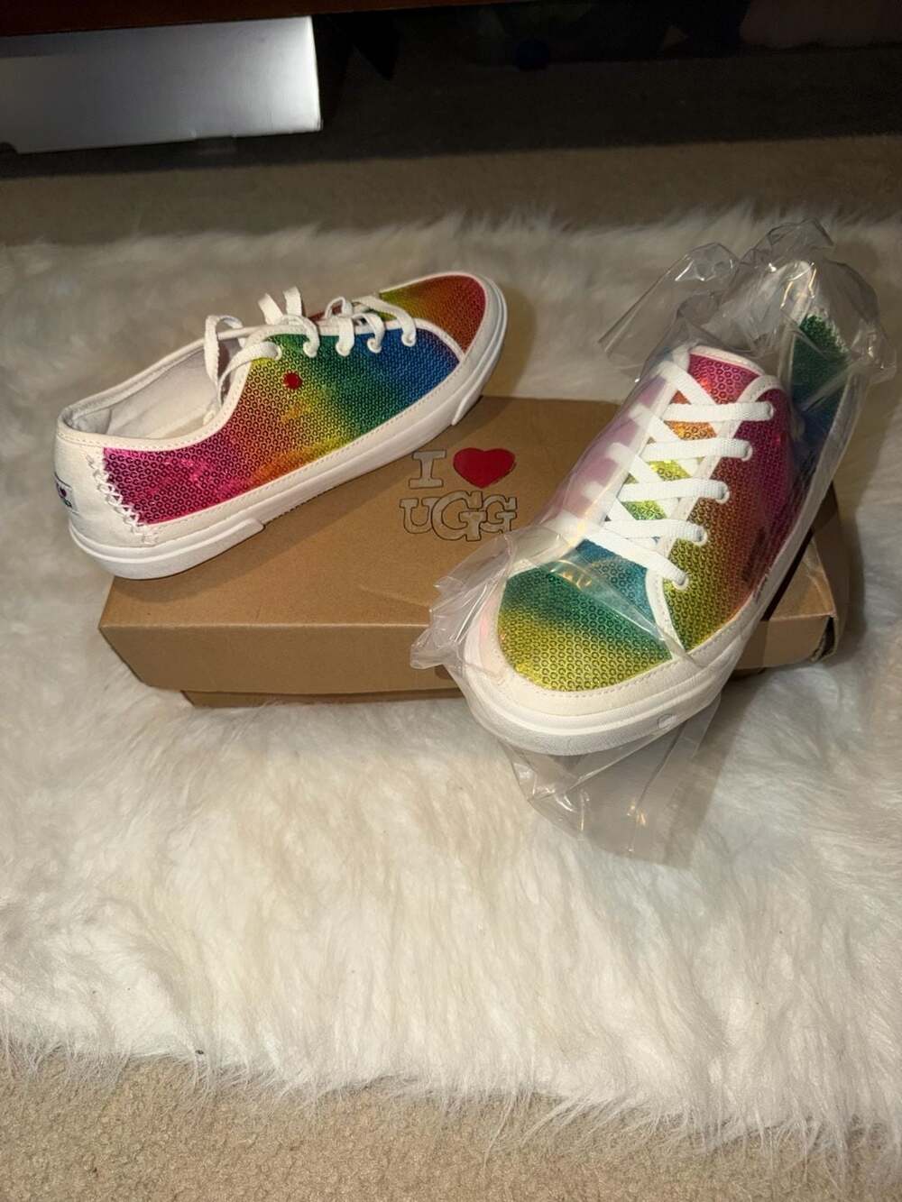 I Heart UGG Multicolor Rainbow Sequins Lace Up Sneakers